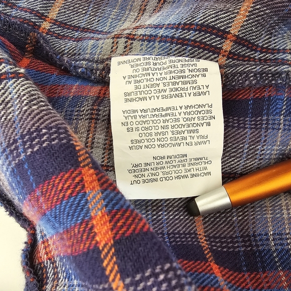 Wrangler Boys 10-12 shirt long sleeve Button down blue Plaid western 100% Cotton - Picture 10 of 10